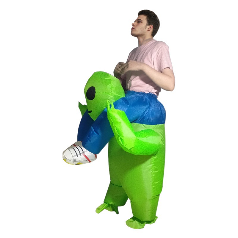Halloween divertido alienígena ET volver traje inflable divertido padre-hijo rendimiento accesorios ropa verde volver hombre rendimiento