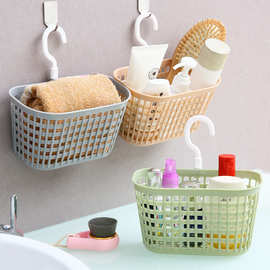 批发浴室可旋转单钩挂篮藤编塑料收纳篮厨房桌面置物篮塑料挂篮