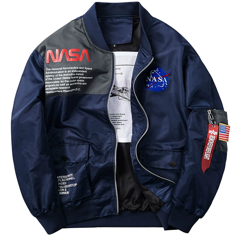nasa co-brand ma1 aviator jacket male astronaut overcoat European and American air force one jacket men's fashion