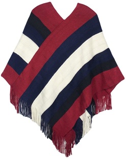 Manufacturer Custom-Made Direct Supply of Various New Fashionable Colorful Stripesd Women's Winter Knitted Shawls Acrylic Warp Knitted Shawls