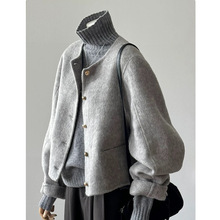 气质羊绒灰色短款呢子大衣女秋冬2025年新款毛呢外套高级感小个子