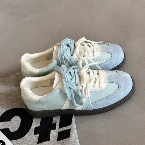 German Training Women's Shoes Autumn/Winter Color-Block Casual Sneakers, Flat-Heel Retro Style for Students