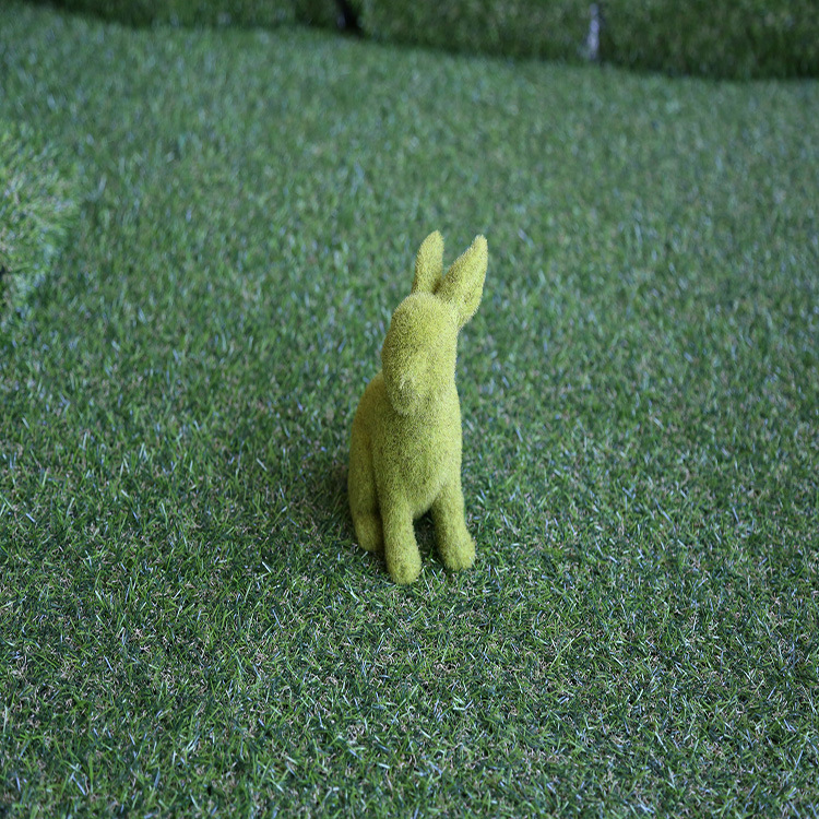 De estilo europeo de resina flocado medio de conejo casa jardín Patio de hierba al aire libre Ventana de tiro adornos de Pascua