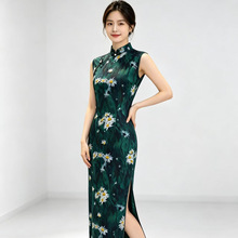 2026新款国风碎花新中式改良旗袍连衣裙女包臀开叉修身显瘦长裙子