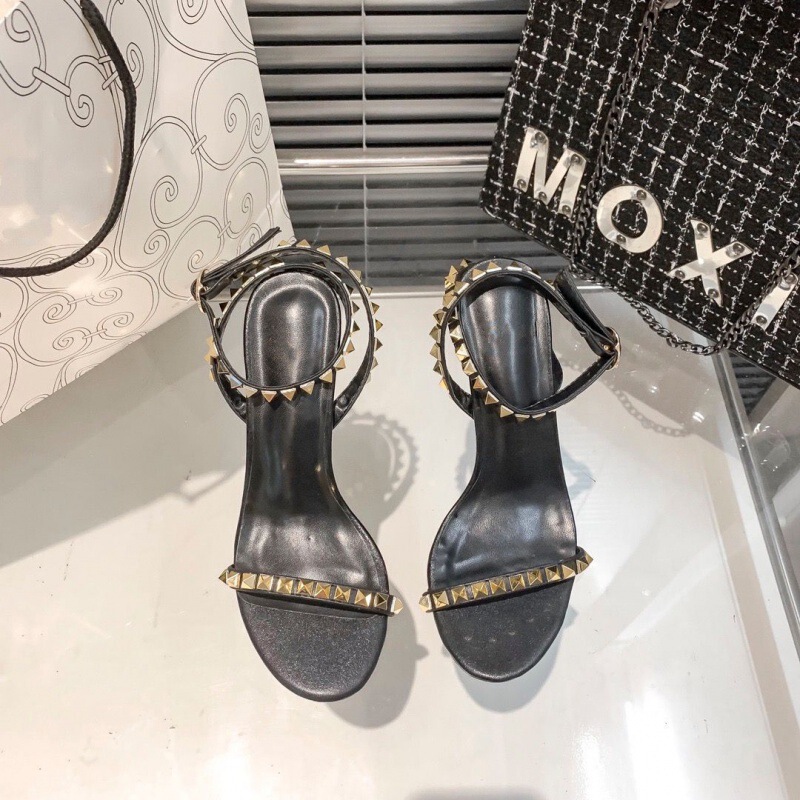 Valentino Two-Strap Stunning High Heels 2026 New Spring Versatile Pointed Toe Stiletto Heel Ankle Strap Studded Women's Shoes