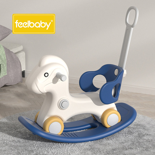Feelbaby Wooden Horse Kids Rocking Horse Baby Toy Infant Dual-Purpose Rocking Horse for 1-5 Year Olds Little Wooden Carousel