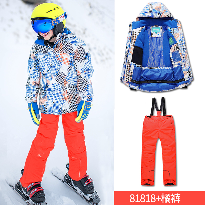 Phoebe elefante trajes de esquí para niños niñas y niños engrosados a prueba de viento conjunto completo de equipos de mujeres para hombres nuevos niños de invierno