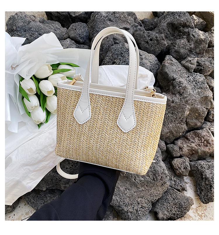 Fashion Solid Color Zipper Straw Bag display picture 5