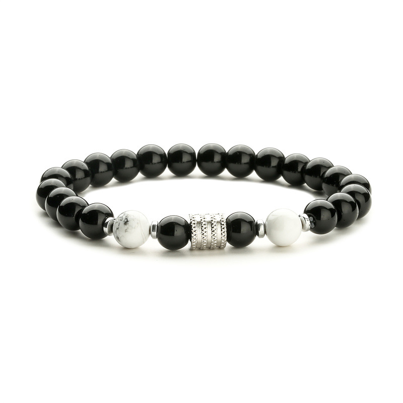 Nueva venta caliente transfronteriza de acero inoxidable ojo de tigre obsidiana cuentas negras brillantes pulsera de los hombres pulsera de piedra natural pulsera de los hombres y las mujeres
