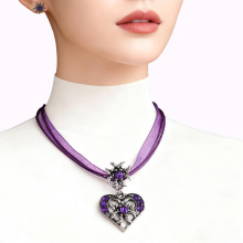 合金雪绒花啤酒节项链复古电镀设计感轻奢心形镶钻美拉德套装配饰