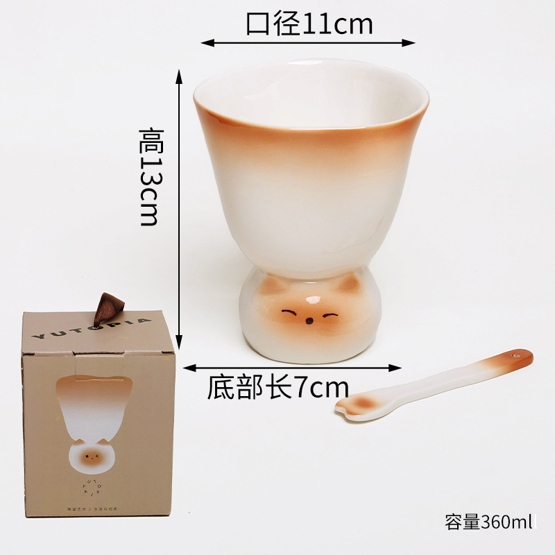 [Transfronterizo] Gato siamés lindo gatito taza de cerámica taza de agua de pareja de alto valor regalo de cumpleaños creativo taza de mano