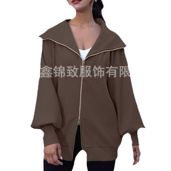 2023 Amazon mujeres de gran tamaño cremallera lindo sudadera chaqueta ropa 2023 otoño y el invierno la moda