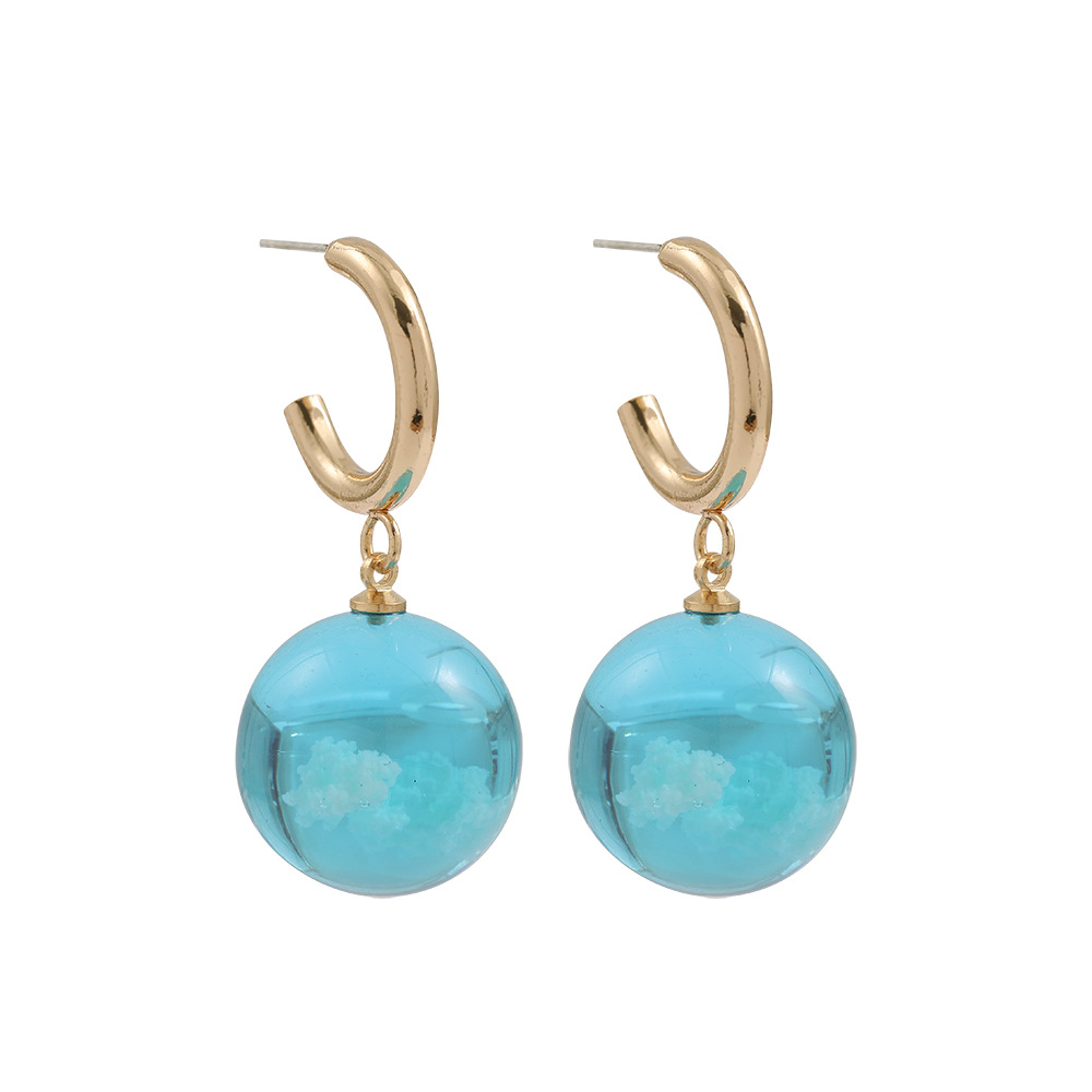 Blue Sky And White Clouds Luminous Resin Ball Earrings display picture 2