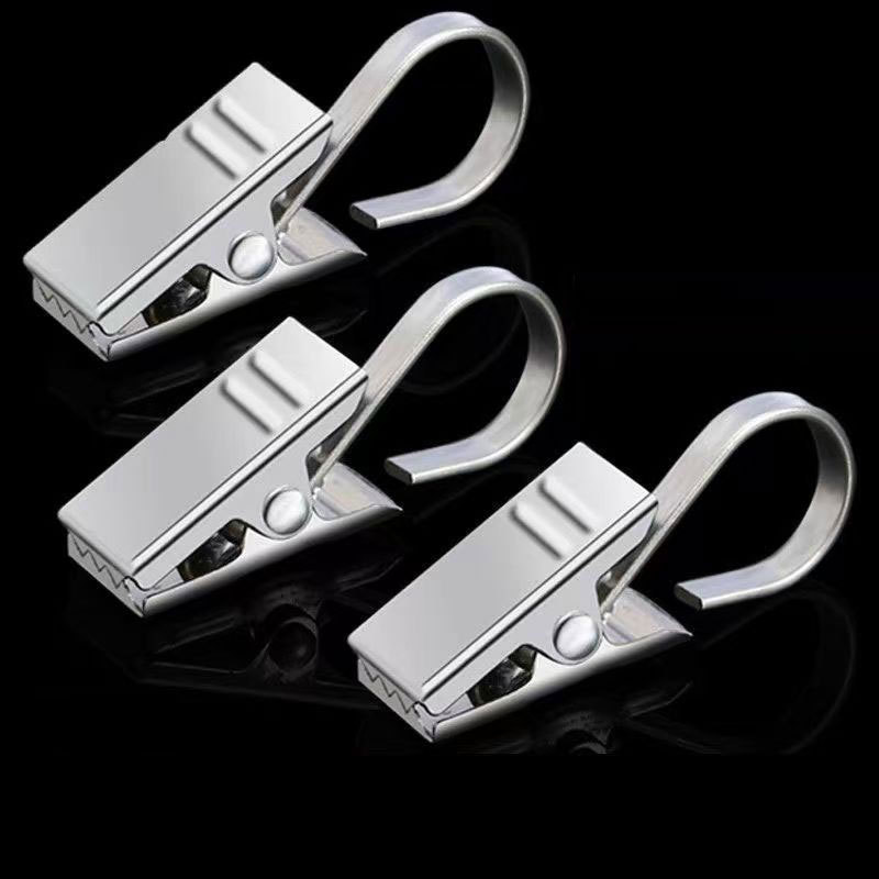 Thickened Stainless Steel Curtain Clips, Heavy-Duty Serrated Clips, Curtain Buckle Accessories, Shower Curtain Clips, Open Hook Curtain Rod