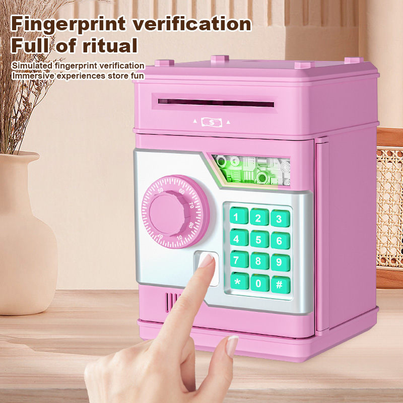 Cross-border children's creative password piggy bank coin deposit box toy safe small mini fingerprint safe