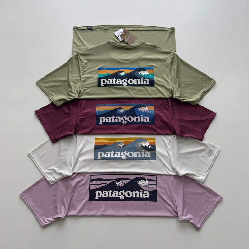 Cross-Border Foreign Trade Correct Version Dopamine Color Pat C1 Wave Print Elastic Quick-Dry Cool and Comfortable T-Shirt