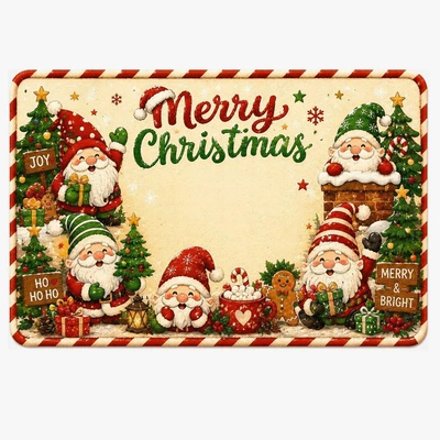 Avtomobil döşəmə paspasları — mat with Christmas tree and sock - christmas-9-4060cmcrystal-velvet-with-dot-plastic-backing