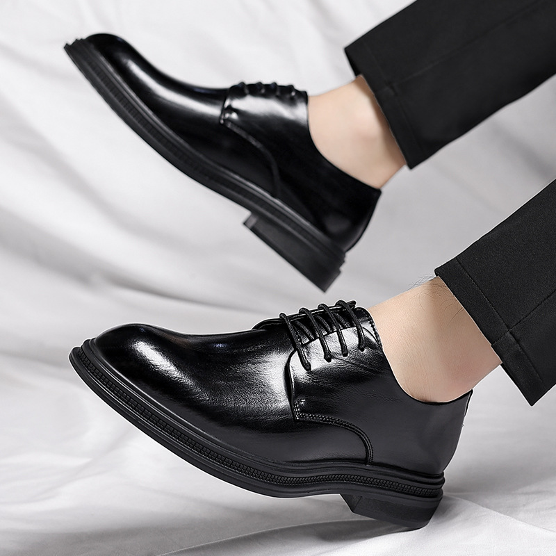 Wenzhou Leather Shoes for Men 2025 Autum New British Style Korean Style Height Increasing Shoes for Work Clothing and Office Inner Height Increasing 8cm Men's Shoes