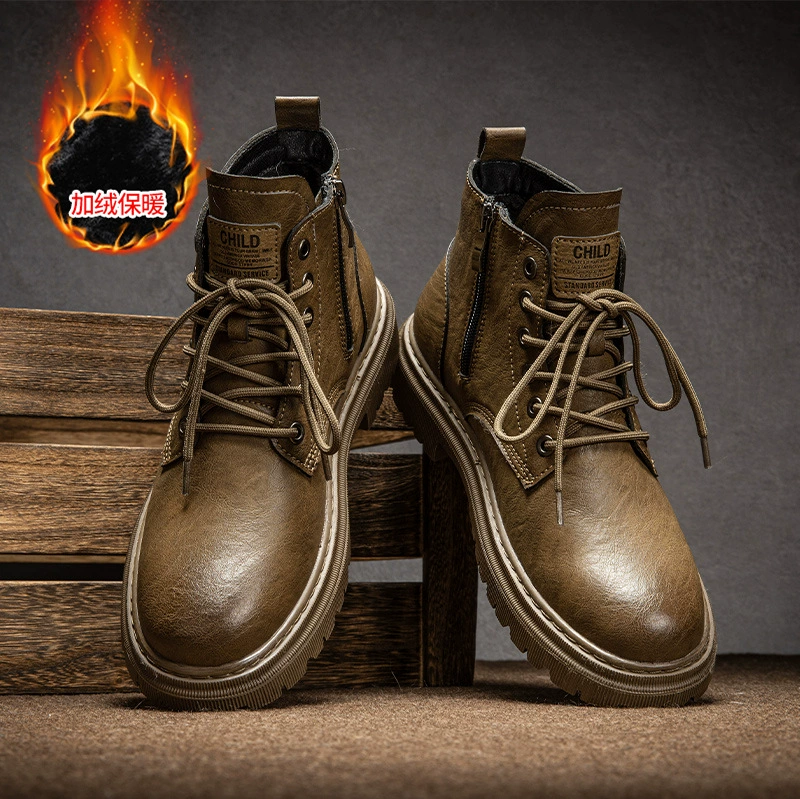 2023 новые осенние сапоги Martin мужской английский стиль ретро плюс бархатные сапоги повседневная мужская теплая мужская обувь