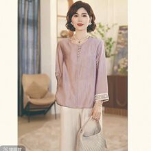 妈妈时尚套装气质春夏衬衣2025新款中式中年女装宽松上衣小衫大码