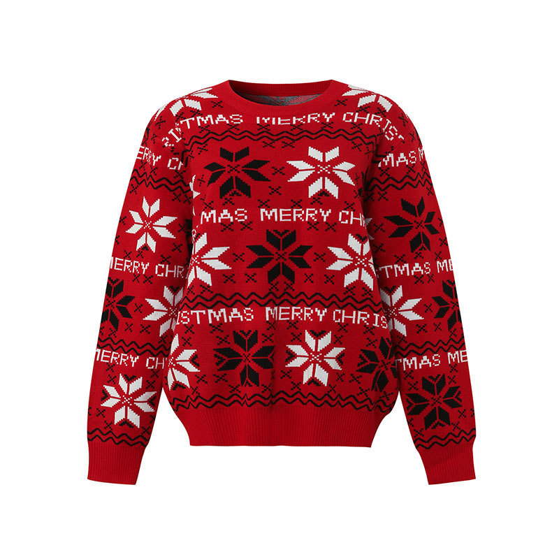 Cross-Border European and American Sweaters for Men and Women, Round Neck Knitted Jacquard Pullover Bottoming Shirts, Christmas Clothing, Warm Sweaters