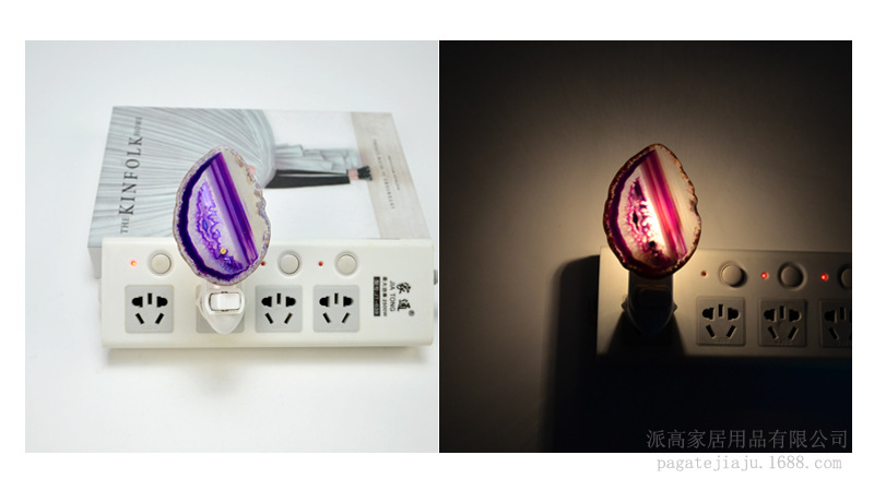 Transfronteriza nueva ágata rebanada de cristal noche Luz Hotel dormitorio noche luz regalo creativo lámpara de gas