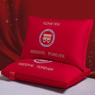 Wedding pillow core big red embroidery high-end wedding wedding wedding room dowry 48x 74cm husband and wife pillow core