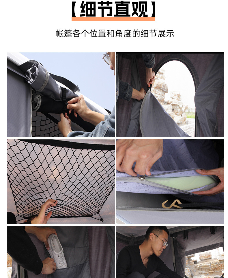 Camping Self-Driving Foldable Car Tent, Rooftop Double-Person Hydraulic Automatic Setup, No Assembly Required, Quick Opening, Waterproof and Sunproof