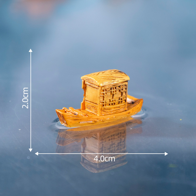 微景观创意江南游船乌蓬船 水族鱼缸造景diy装饰品配件树脂小摆件|undefined