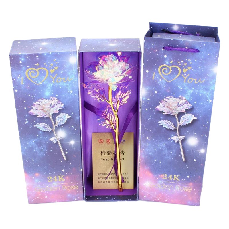 Imitación 24K oro hoja flor Rosa Día de San Valentín caja de regalo color oro flor chapado en oro rosa regalo suministro transfronterizo