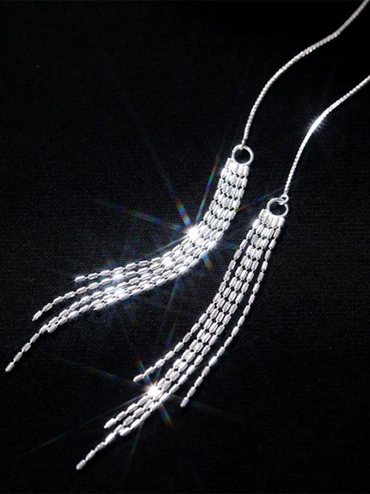 Pendientes de borla de plata esterlina S925 cara adelgazante pendientes de nicho 2022 nuevos pendientes de moda pendientes largos de mujer temperamento