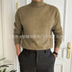 2024 cross-border Amazon men's basic sweater base shirt imitation sweater texture business pullover half high collar men