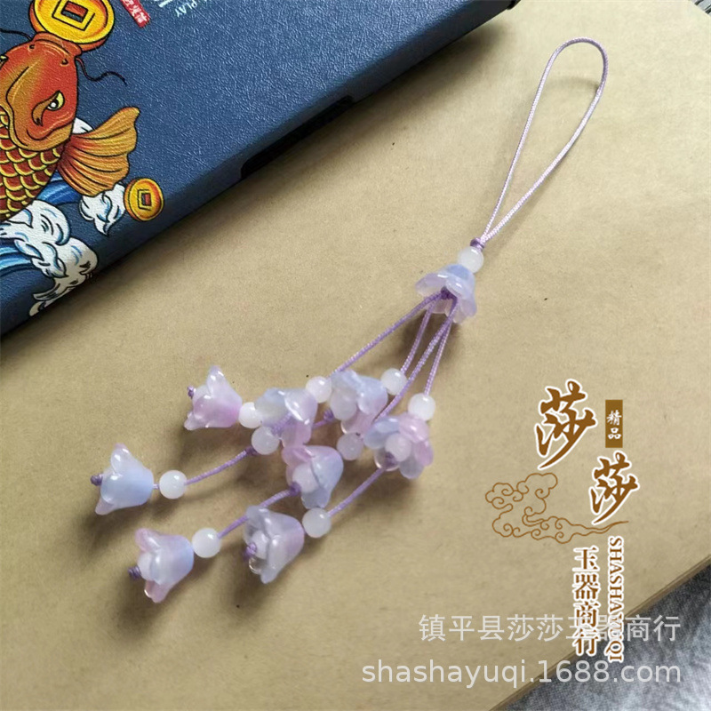 Original ancient style, new arrival, exquisite lilac flower phone charm, women's phone chain, Chinese style.
