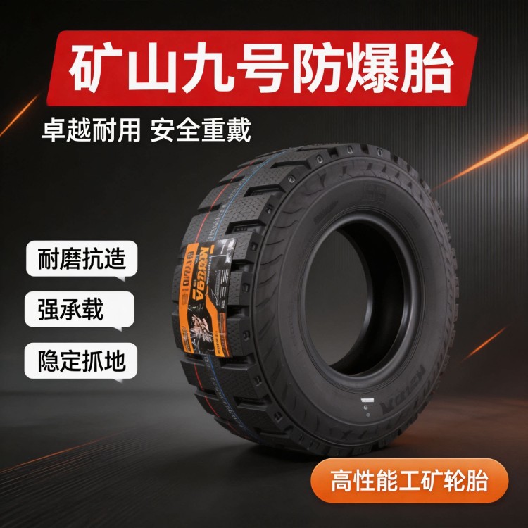 1200R20 Mine No.9 Explosion-Proof Tire for Iron Knight Hundred-Ton King Dump Truck and Dumper Truck, All-Steel Thickened Heavy-Duty Tire