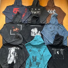 ERD忧郁的富二代破坏水洗做旧套头帽衫男女情侣高街宽松连帽卫衣