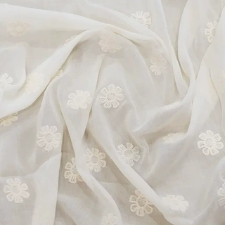 麻纱小雏菊蕾丝刺绣花布服装面料floral lace fabric