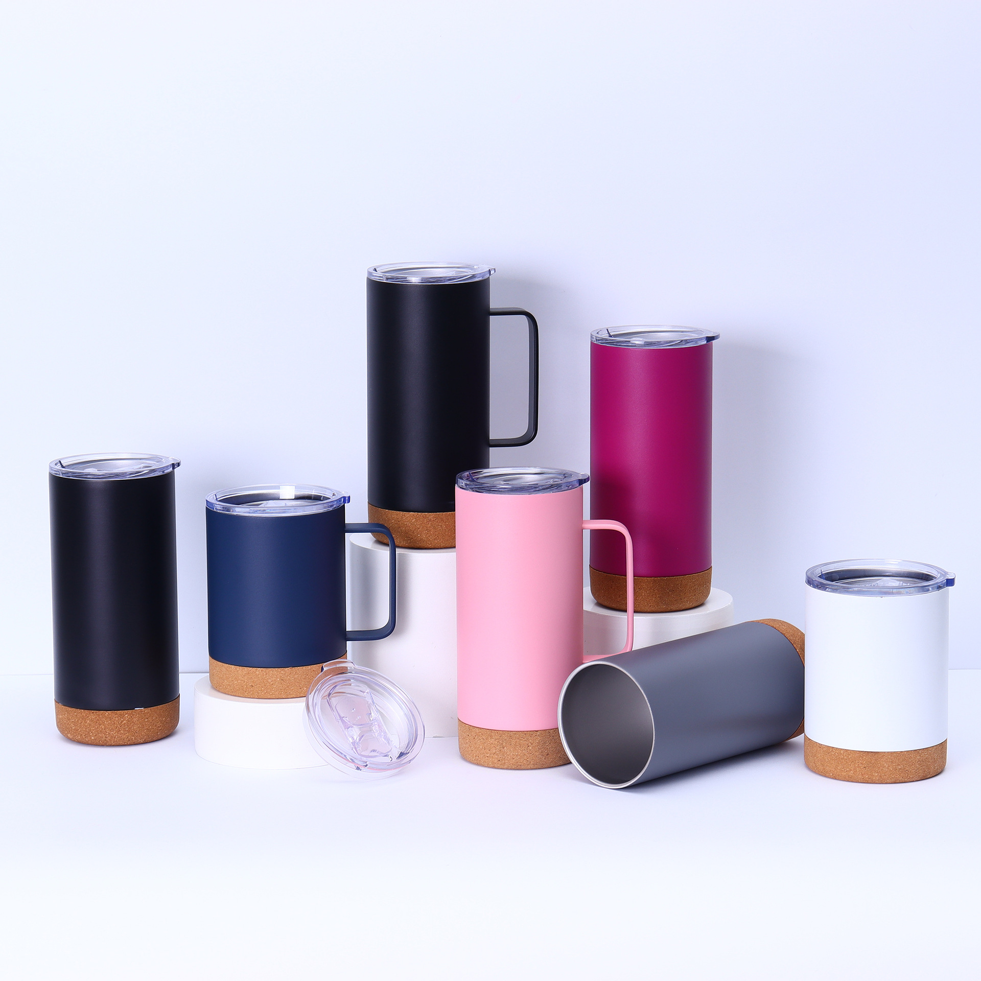 Comercio exterior vacío de corcho 304 acero inoxidable taza de calentamiento de fondo antideslizante mango de oficina taza de café al por mayor