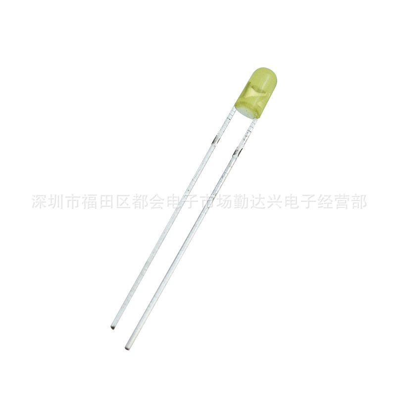 F3 rimless long foot yellow yellowing 3mm rimless yellow light short foot indicator lamp bead LED in-line light emitting diode