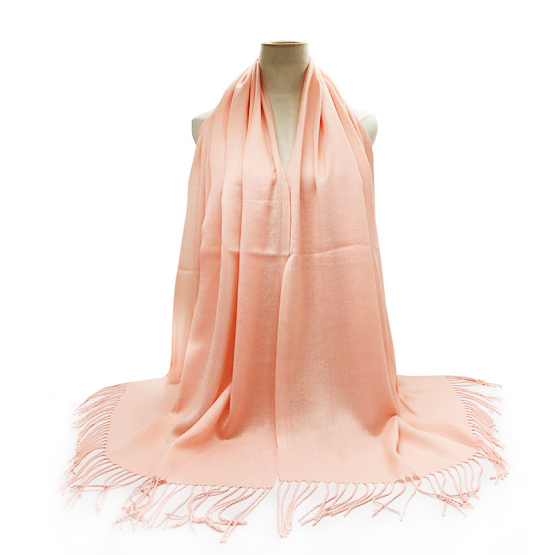 特价外贸薄款棉麻单色斜纹长须流苏女士围巾包头巾一件代发35色