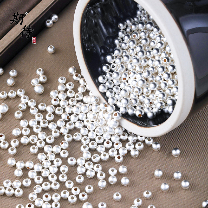 金店同款沙银小圆珠批发手链diy串珠散珠古法光面实心首饰品配件