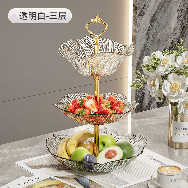軽くて豪華な多層花びらトレイ、リビングルーム用の高級落下防止ドライフルーツトレイ、高級業務用デザートスナックトレイ|undefined