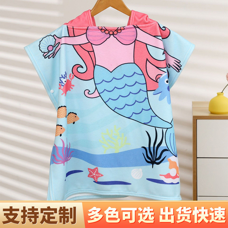 Children's Cape Bath Towel Digital Heat Transfer Printing Hooded Cape Cross-Border Amazon Xiyin Swimming Quick-Drying Robe