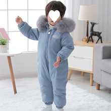 儿童连体羽绒服婴儿连体衣0-3岁男宝女宝外出爬服冬季加厚外套潮