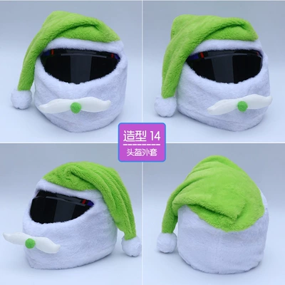 Protective Cover for Full Face Helmets — Motosiklet dəbilqələri - santa-claus-green-helmet-not-included