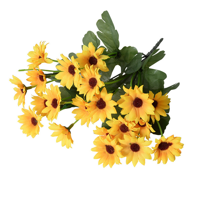 22-Cabeza de girasol flor artificial boda decoración del hogar artificial flor artificial girasol flor de seda fábrica al por mayor
