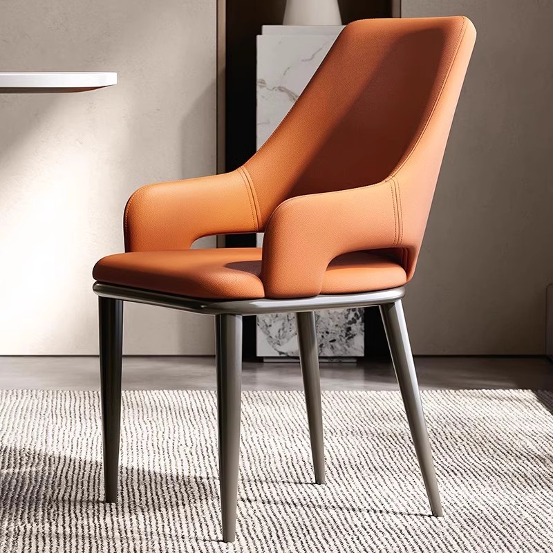 Mesa y silla de comedor de estilo italiano, silla de comedor de lujo ligera, red hotel moderno, silla de comedor de cuero nórdico de alta calidad