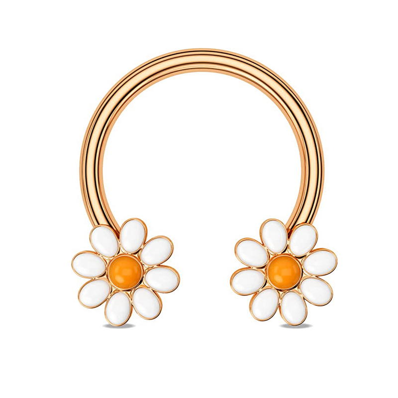 Stainless Steel Oil Dripping Butterfly Nose Ring Sequin Nose Stud Ear Bone Ring Piercing Horseshoe 16G detail image 8