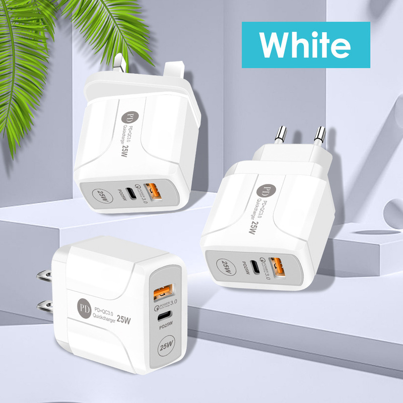 PD25W Charger qc 3.0 Fast Charging Head 20W Dual Port QC3.0 + PD English and Australian Fast Charging Charger
