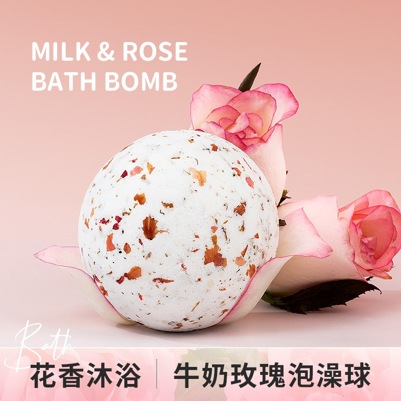 Cross-Border Rose Milk Bath Salt Balls, Bath Bombs, Bubble Bath, Dried Flower Fragrance, Milk Bath Essential Oil Balls, Fresh and Long-Lasting Fragrance