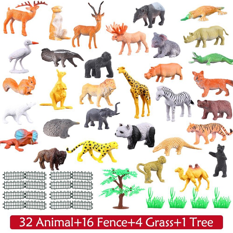 Cross-border 53-piece Children's simulation wild animal model small dinosaur suit decoration boys and girls toys wholesale Cross-border 53-piece Children's simulation wild animal model small dinosaur suit decoration boys and girls toys wholesale